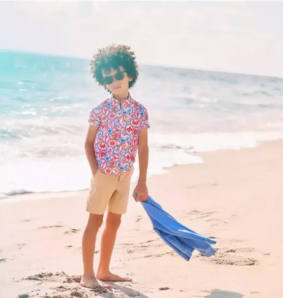 Janie and Jack Family Matching|Swim Outfits-The Poplin Shirt white ocean icon