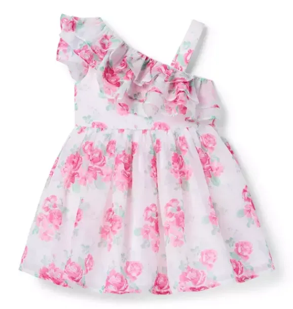 Janie and Jack Dresses-The Rose Ruffle Party Dress pale blush rose