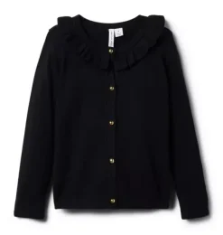 Janie and Jack Sweaters & Sweatshirts-The Ruffle Collar Cardigan black