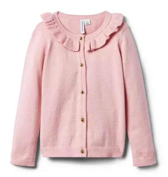 Janie and Jack Sweaters & Sweatshirts-The Ruffle Collar Cardigan pale pink