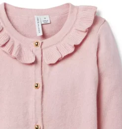 Janie and Jack Sweaters & Sweatshirts-The Ruffle Collar Cardigan pale pink