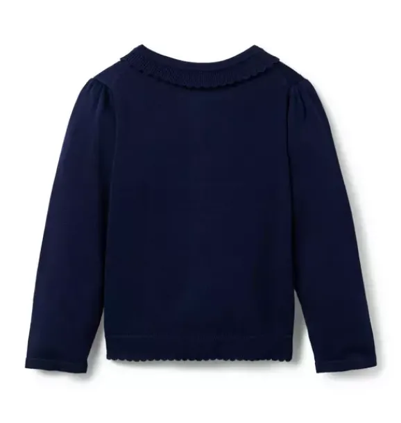 Janie and Jack Sweaters & Sweatshirts-The Scallop Trim Cardigan merchant marine