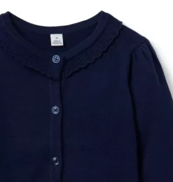 Janie and Jack Sweaters & Sweatshirts-The Scallop Trim Cardigan merchant marine
