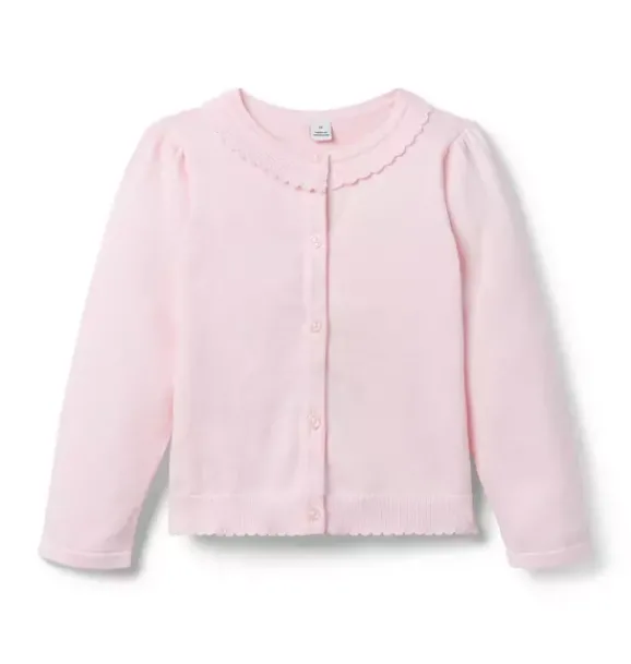 Janie and Jack Sweaters & Sweatshirts-The Scallop Trim Cardigan light pink