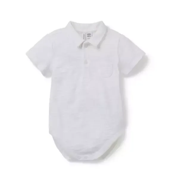 Janie and Jack Tops & Bodysuits-The Slub Polo Baby Bodysuit white