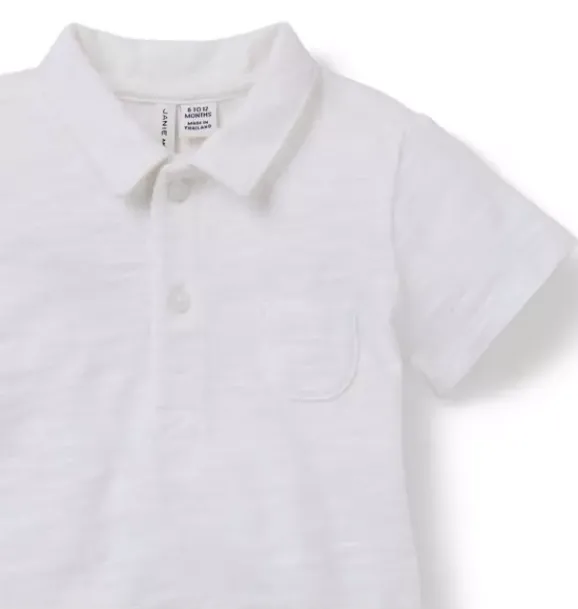 Janie and Jack Tops & Bodysuits-The Slub Polo Baby Bodysuit white