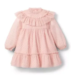Janie and Jack Dresses-The Sparkle Dot Dress peach candy dot