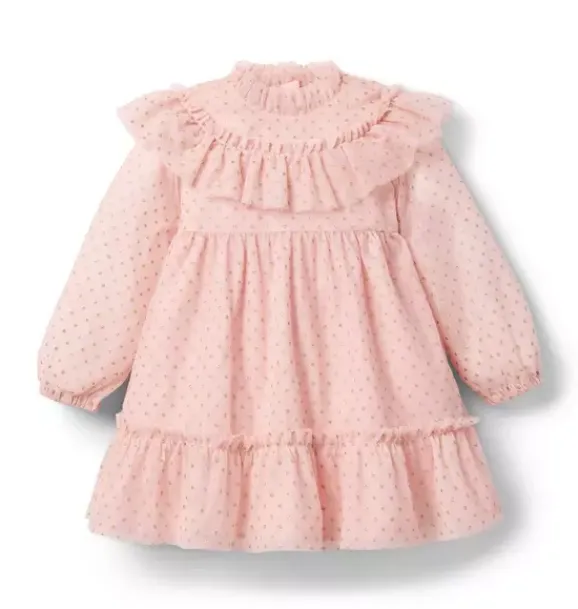 Janie and Jack Dresses-The Sparkle Dot Dress peach candy dot