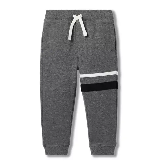 Janie and Jack Pants-The Stripe French Terry Jogger charcoal heather