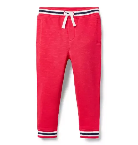 Janie and Jack Pants-The Stripe French Terry Jogger bright red