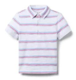 Janie and Jack Polos-The Striped Slub Polo white stripe