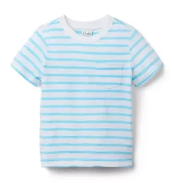Janie and Jack Tees-The Striped Slub Tee turquoise sky stripe