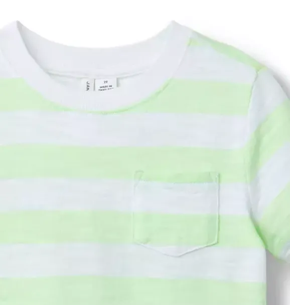 Janie and Jack Tees-The Striped Slub Tee light green stripe