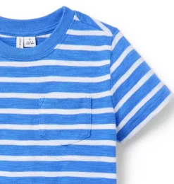 Janie and Jack Tees-The Striped Slub Tee skylark blue stripe