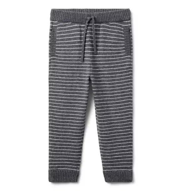 Janie and Jack Pants-The Striped Sweater Jogger charcoal heather stripe