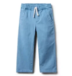 Janie and Jack Pants-The Tapered Twill Jogger stormy sky blue