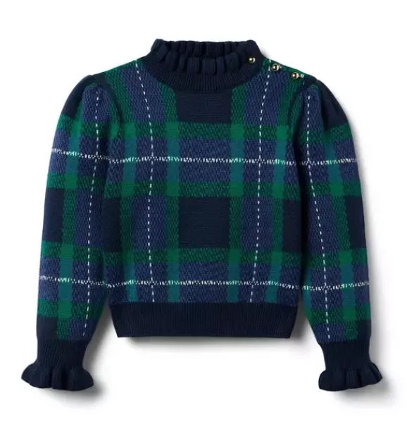 Janie and Jack Sweaters & Sweatshirts-The Tartan Sweater dark marine tartan