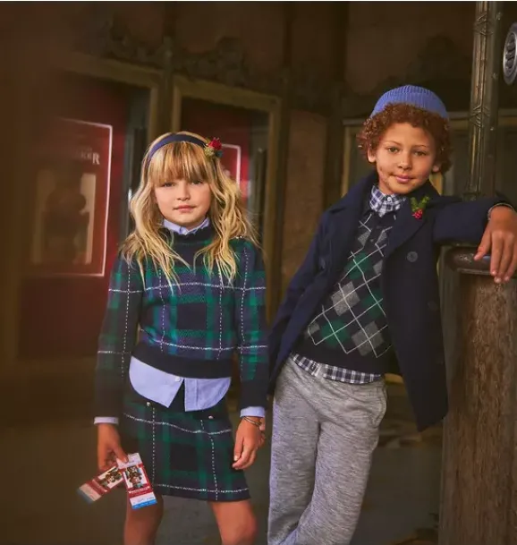 Janie and Jack Sweaters & Sweatshirts-The Tartan Sweater dark marine tartan