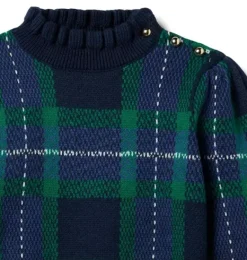 Janie and Jack Sweaters & Sweatshirts-The Tartan Sweater dark marine tartan