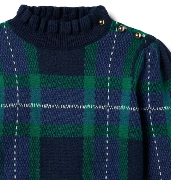 Janie and Jack Sweaters & Sweatshirts-The Tartan Sweater dark marine tartan