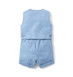Janie and Jack Sets-The Tattersall Baby Suit Set pebble beach tattersall