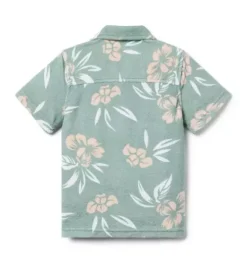 Janie and Jack Polos|Matching Sets-The Terry Cabana Shirt chaparral green tropical floral