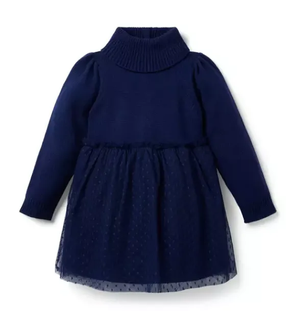 Janie and Jack Dresses-Tiered Tulle Sweater Dress merchant marine