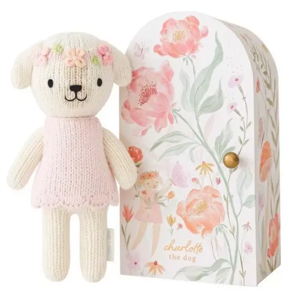 Janie and Jack Stuffed Animals-Tiny Charlotte the dog light/pastel pink