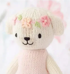 Janie and Jack Stuffed Animals-Tiny Charlotte the dog light/pastel pink