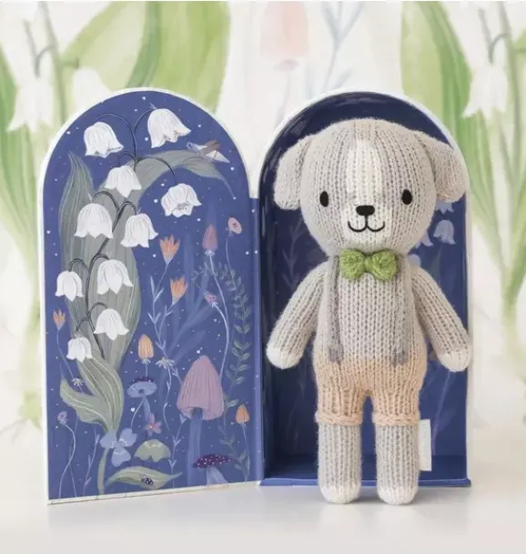 Janie and Jack Stuffed Animals-Tiny Noah the dog light/pastel grey
