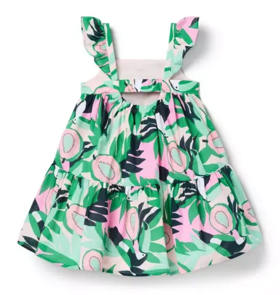 Janie and Jack Dresses-Toucan Ruffle Dress soft rose toucan