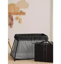 Janie and Jack Health And Safety-Travel Crib Light & Fitted Sheet Bundle Pack black