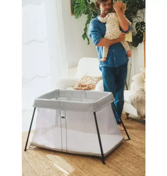 Janie and Jack Health And Safety-Travel Crib Light & Fitted Sheet Bundle Pack silver