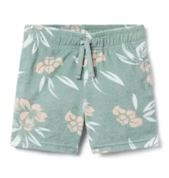 Janie and Jack Matching Sets|Shorts-Tropical Floral Terry Short chaparral green tropical floral