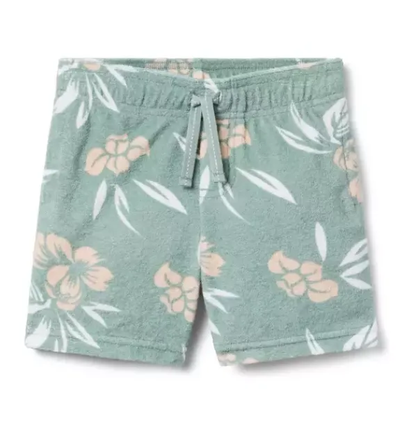 Janie and Jack Matching Sets|Shorts-Tropical Floral Terry Short chaparral green tropical floral