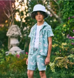 Janie and Jack Matching Sets|Shorts-Tropical Floral Terry Short chaparral green tropical floral