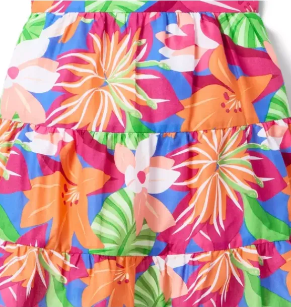 Janie and Jack Dresses-Tropical Floral Tiered Dress bold blue tropical floral