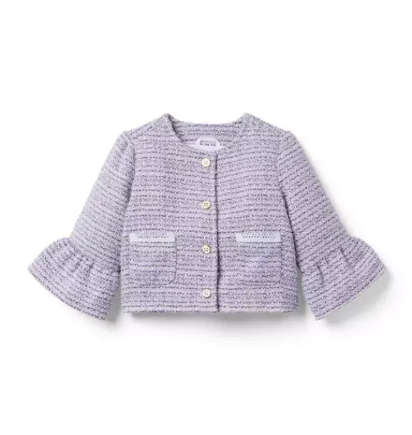 Janie and Jack Jackets & Coats|Matching Sets-Tweed Bell Sleeve Jacket alpine purple