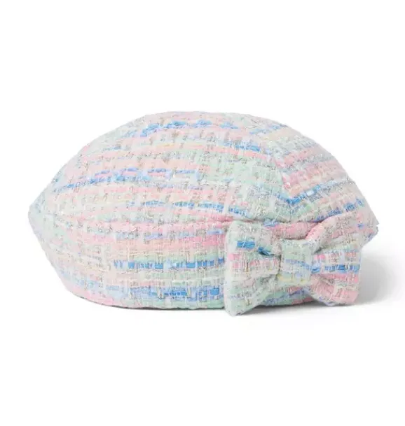 Janie and Jack Hats, Scarves, & Gloves-Tweed Bow Beret pale pink