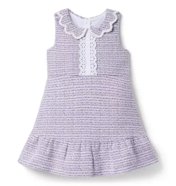 Janie and Jack Dresses-Tweed Scalloped Collar Dress alpine purple heather