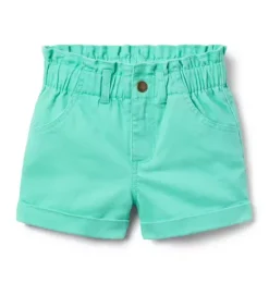 Janie and Jack Skirts & Shorts-Twill Paperbag Waist Short fresh mint