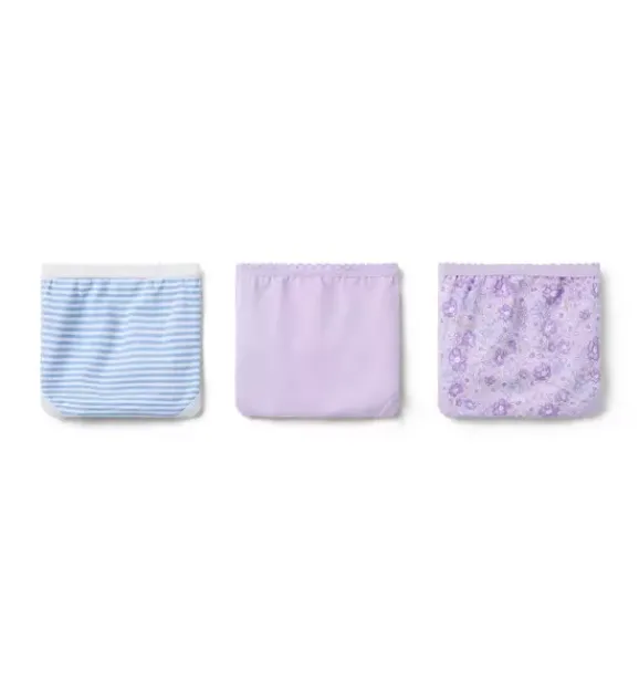 Janie and Jack Underwear|Underwear-Underwear Set Girls 3-Pack lilac, medium blue stripe and lilac floral