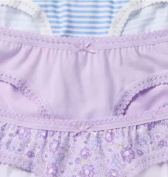 Janie and Jack Underwear|Underwear-Underwear Set Girls 3-Pack lilac, medium blue stripe and lilac floral