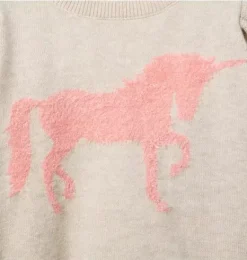 Janie and Jack Sweaters & Sweatshirts-Unicorn Ruffle Sweater nutmeg cream heather