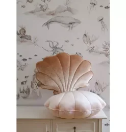 Janie and Jack Seasonal Décor|Decorative Pillows And Throws-Velvet &ldquo;&rdquo; Shell Pillow beige pearl