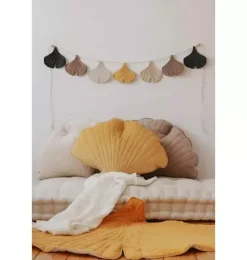 Janie and Jack Decorative Pillows And Throws|Seasonal Décor-Velvet &ldquo;&rdquo; Ginkgo Leaf Pillow honey
