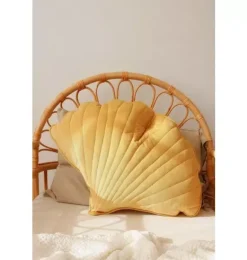 Janie and Jack Decorative Pillows And Throws|Seasonal Décor-Velvet &ldquo;&rdquo; Ginkgo Leaf Pillow honey