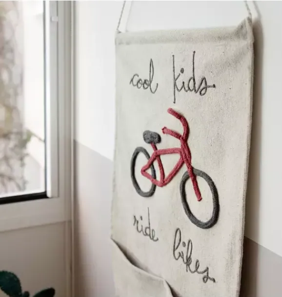 Janie and Jack Art-Wall Pocket Hanger Cool Kids Ride Bikes natural
