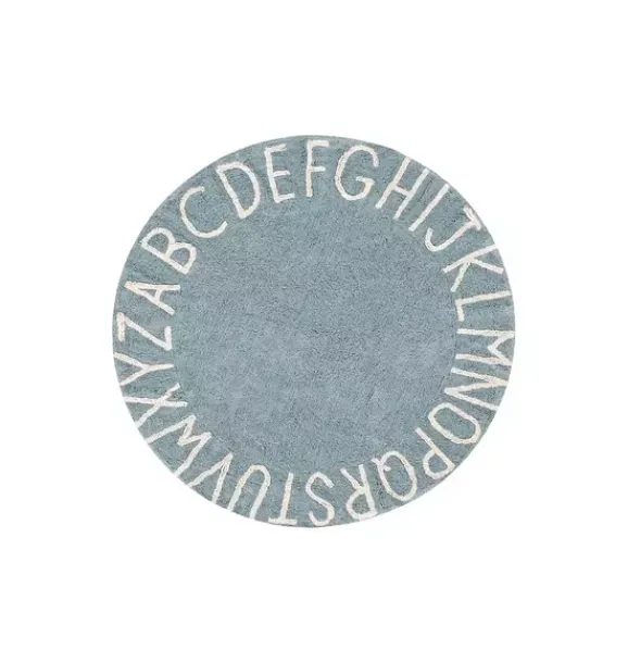 Janie and Jack Rugs-Washable Rug ABC Natural Vintage blue