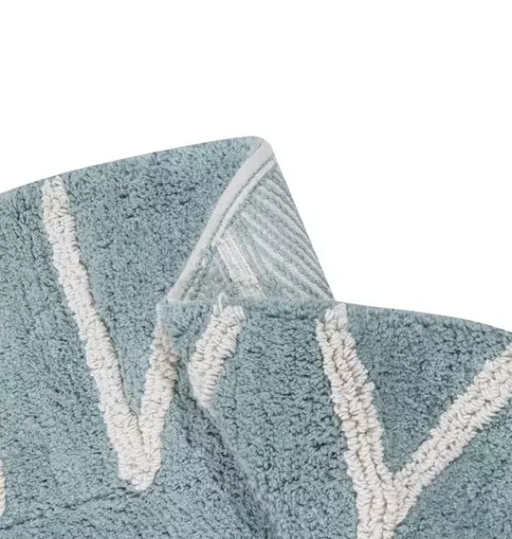Janie and Jack Rugs-Washable Rug ABC Natural Vintage blue